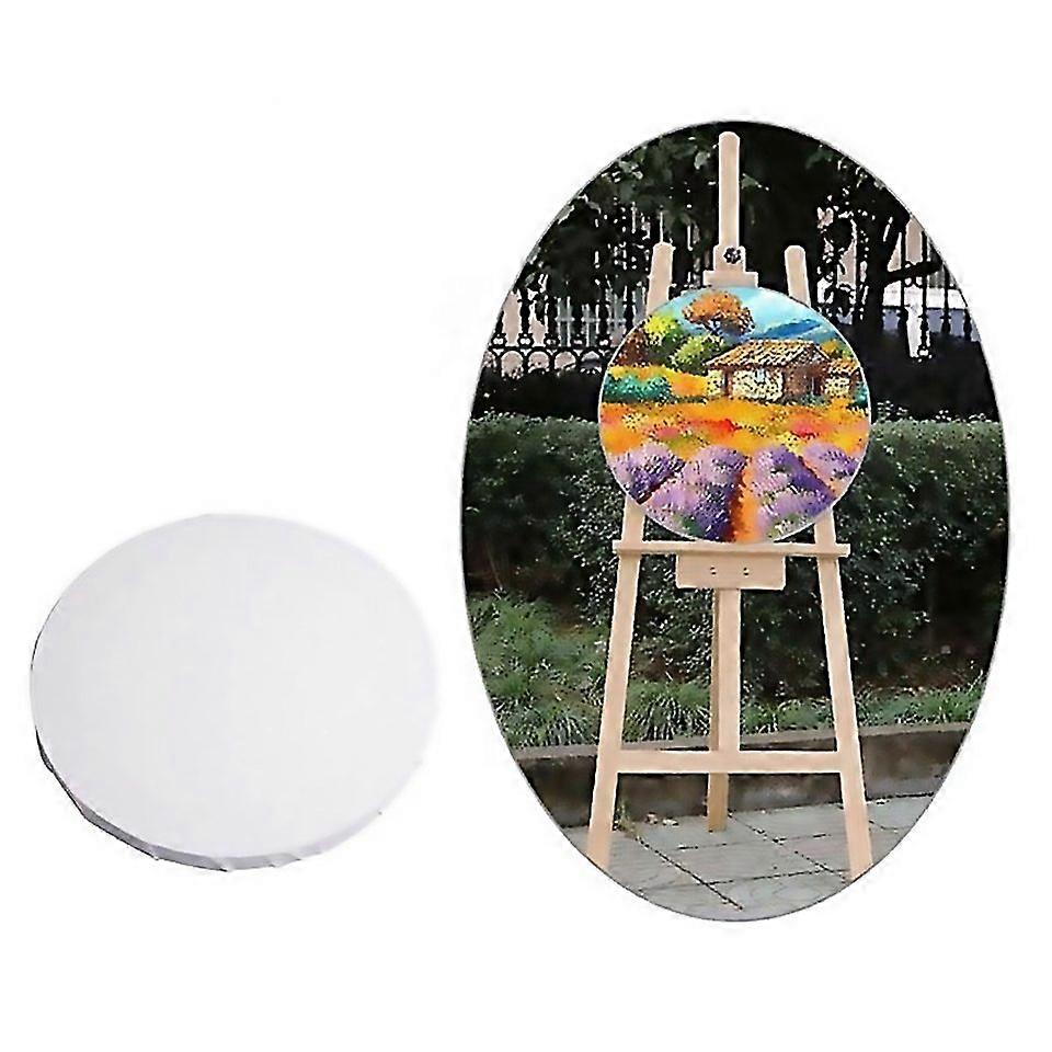 For Panel Round Canvas Board Wooden Frame Painting 40cm White