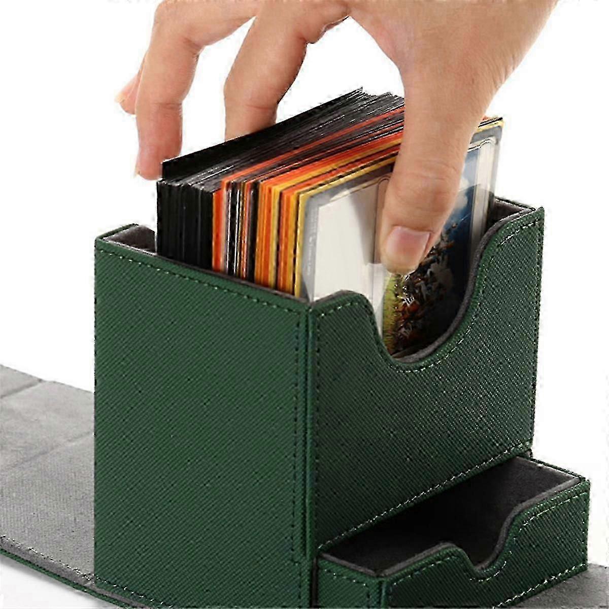 Card Storage Box with Dice Tray Collectible Card Case for Gathering Game Sleeved Cards