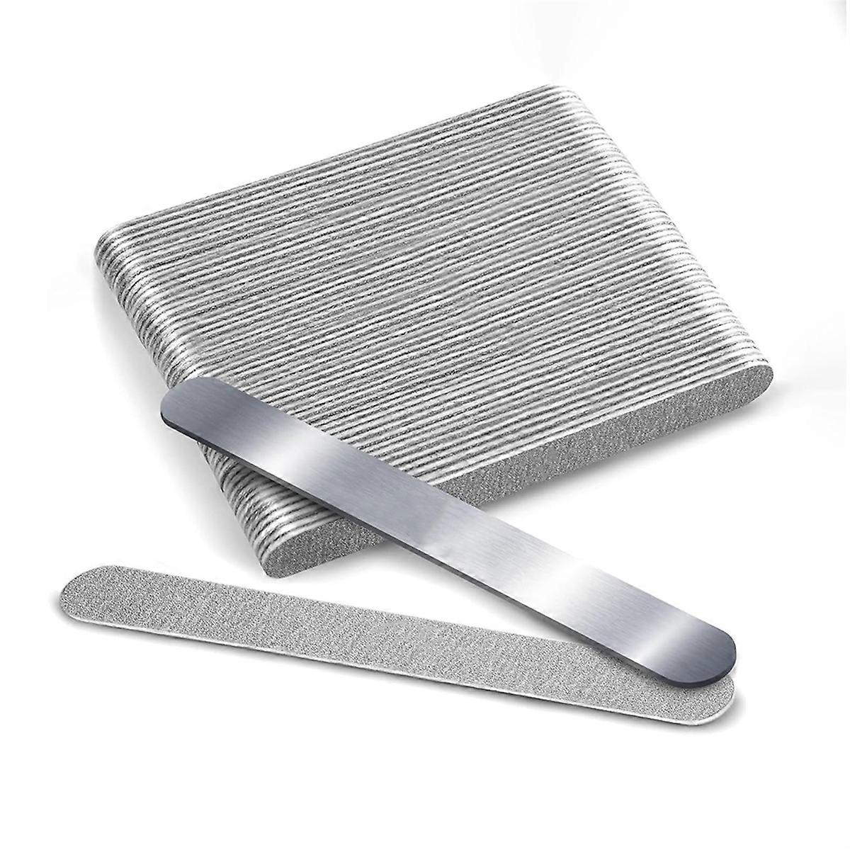 Nail File 180 Grit Professional Russian Manicure Reusable Peel and Stick Nail Files, Replaceable Emery Boards,Steel Base
