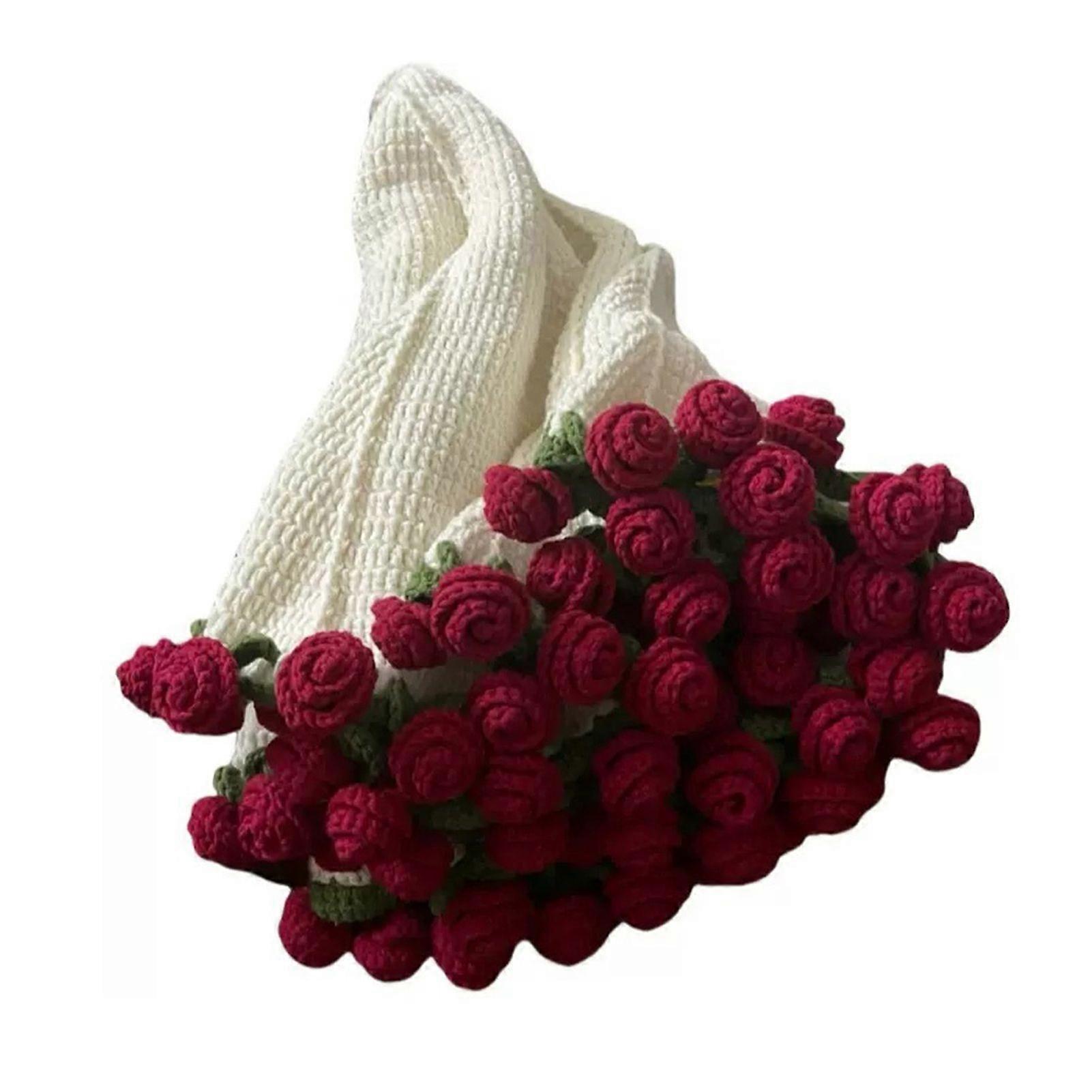 Bouquet Blanket Crocheting Kit DIY Flowers Blanket Set Crocheted Floral Blanket Craft Kit Gift for Loved Ones Couch Sofa Bed Use