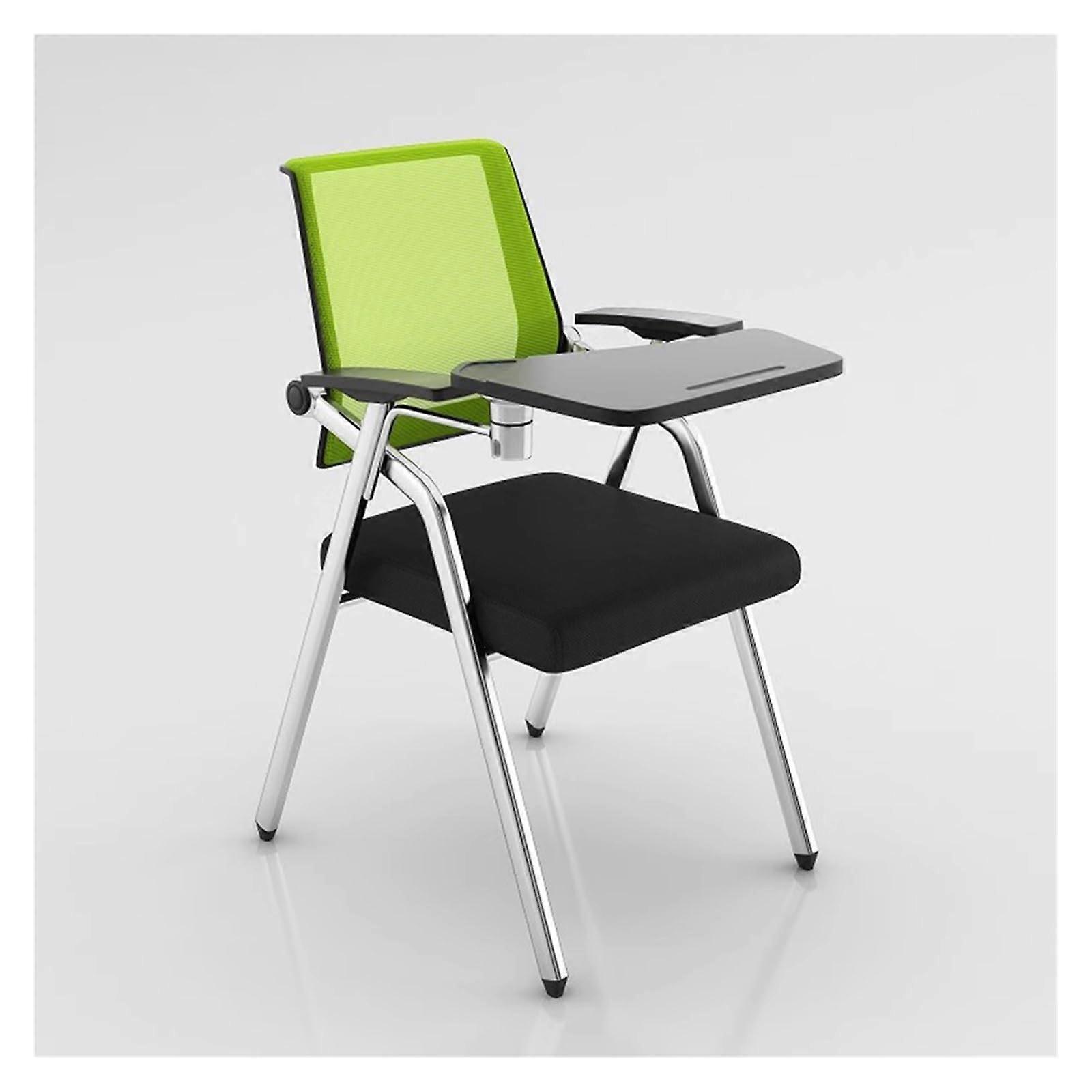 Mesh Guest Reception Chair With Tablet Arm Foldable Desk Chair For Conference Room Green Writing Board