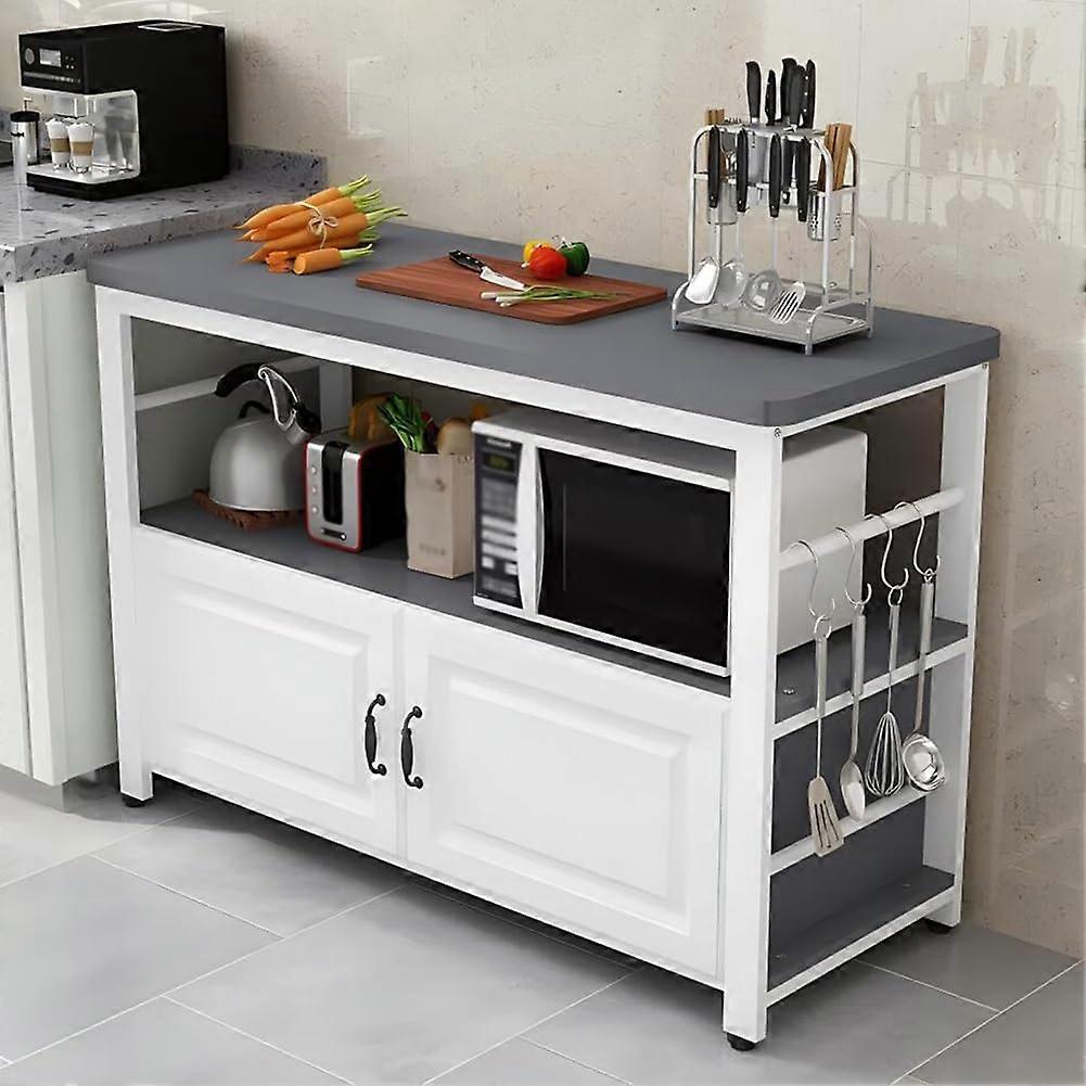 Industrial Kitchen Microwave Stand Large Worktop Oven Rack Storage Cabinet 3 Hooks Multifunctional Coffee Bar Table Ref: 2848