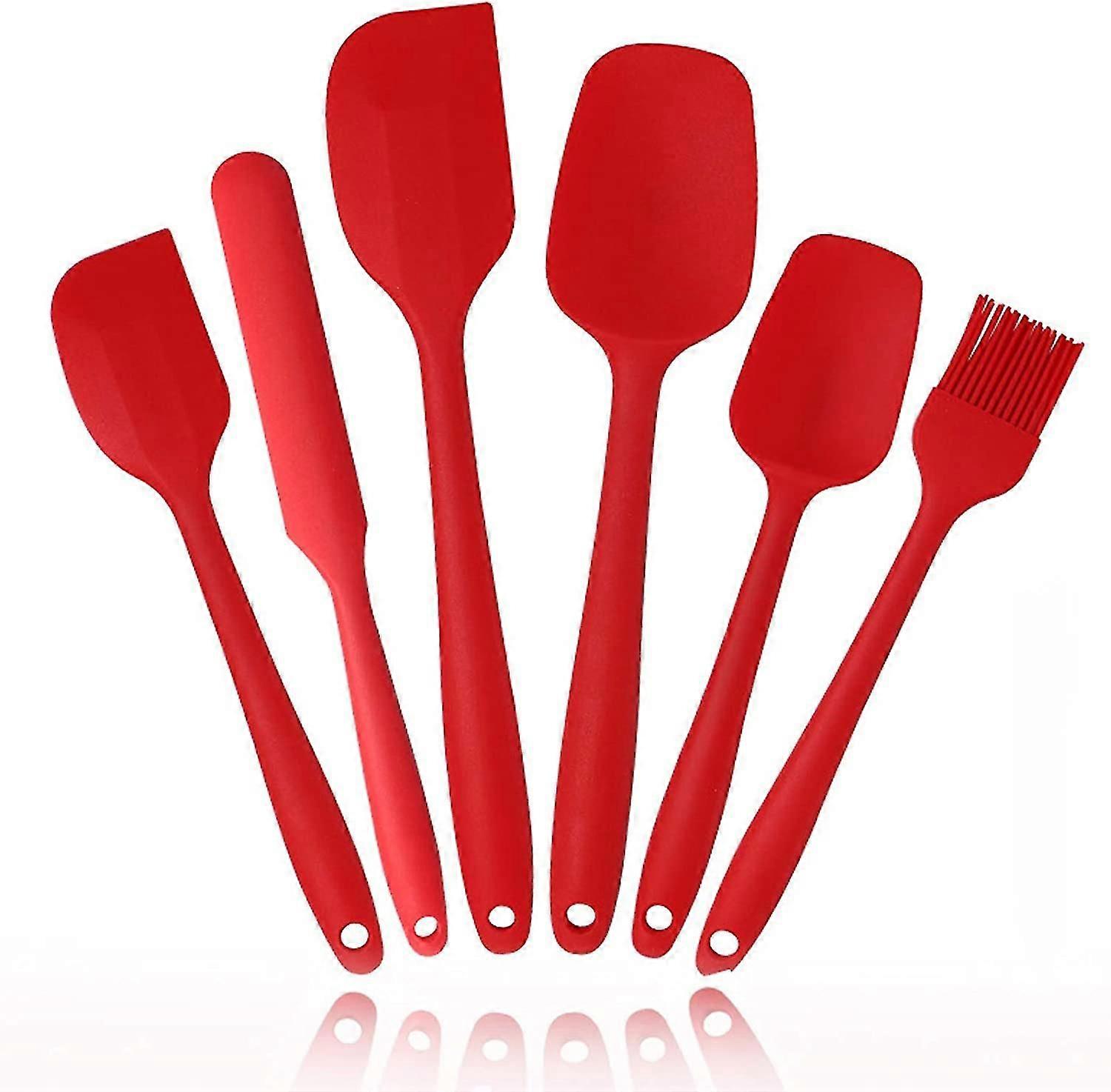 Heat Resistant Silicone Spatulas Set 6pcs, Seamless Design Non-stick Mixing Spatulas With Stainless Steel