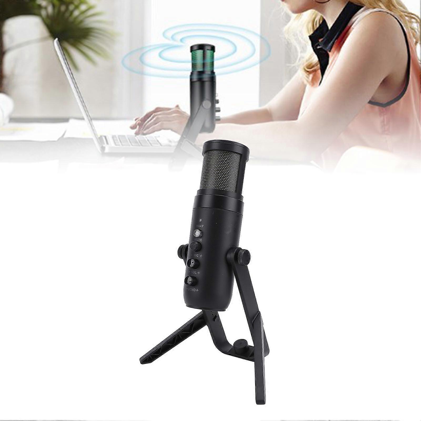 Gaming Microphone USB PC Condenser Mic with Colorful Light Effect Shock Absorbing Stand 