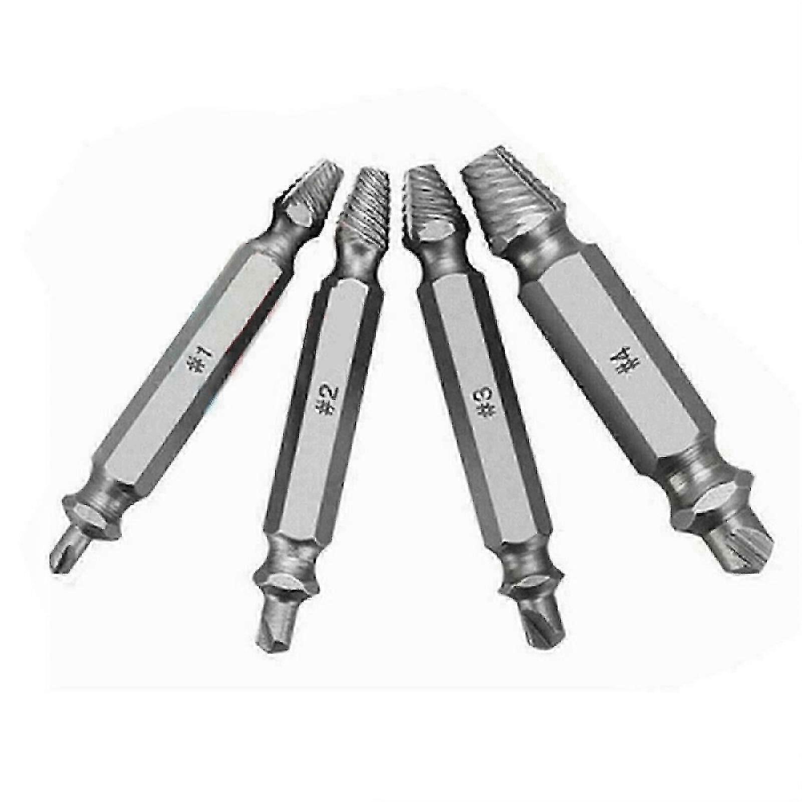 4Pcs Damaged Screw Breakage Bolt Extractor Drill Bits Guide Set Broken Screws Easy Out Remover Tool Kit miao4