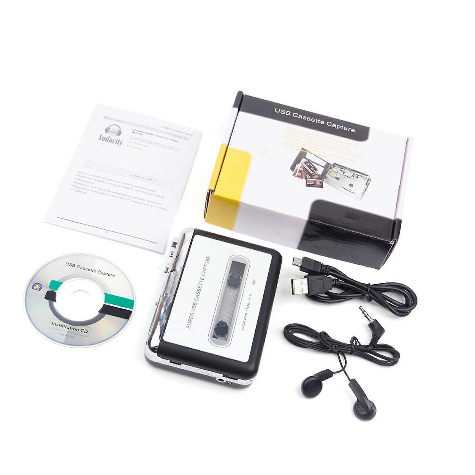 Portable USB Cassette Tape to MP3 Converter For Digitizing Analogs Audios To MP3 Files Without Software Installation Multicolor