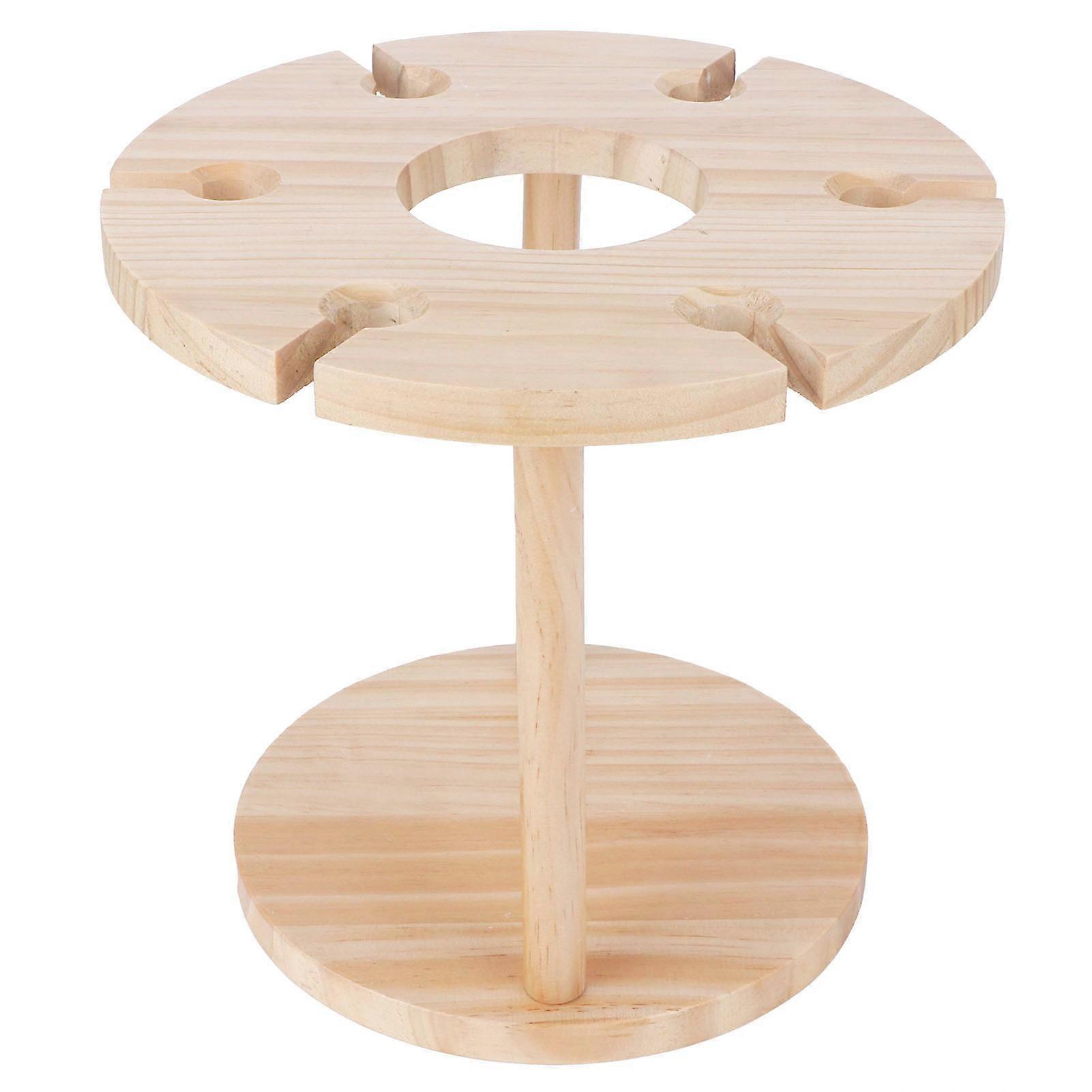 Ξύλινη επιτραπέζια επίδειξη οργανωτών κρατήσεων ποτηριών γυαλιού ράφι κρασιού για 6 ποτήρι και 1 μπουκάλι κρασιού