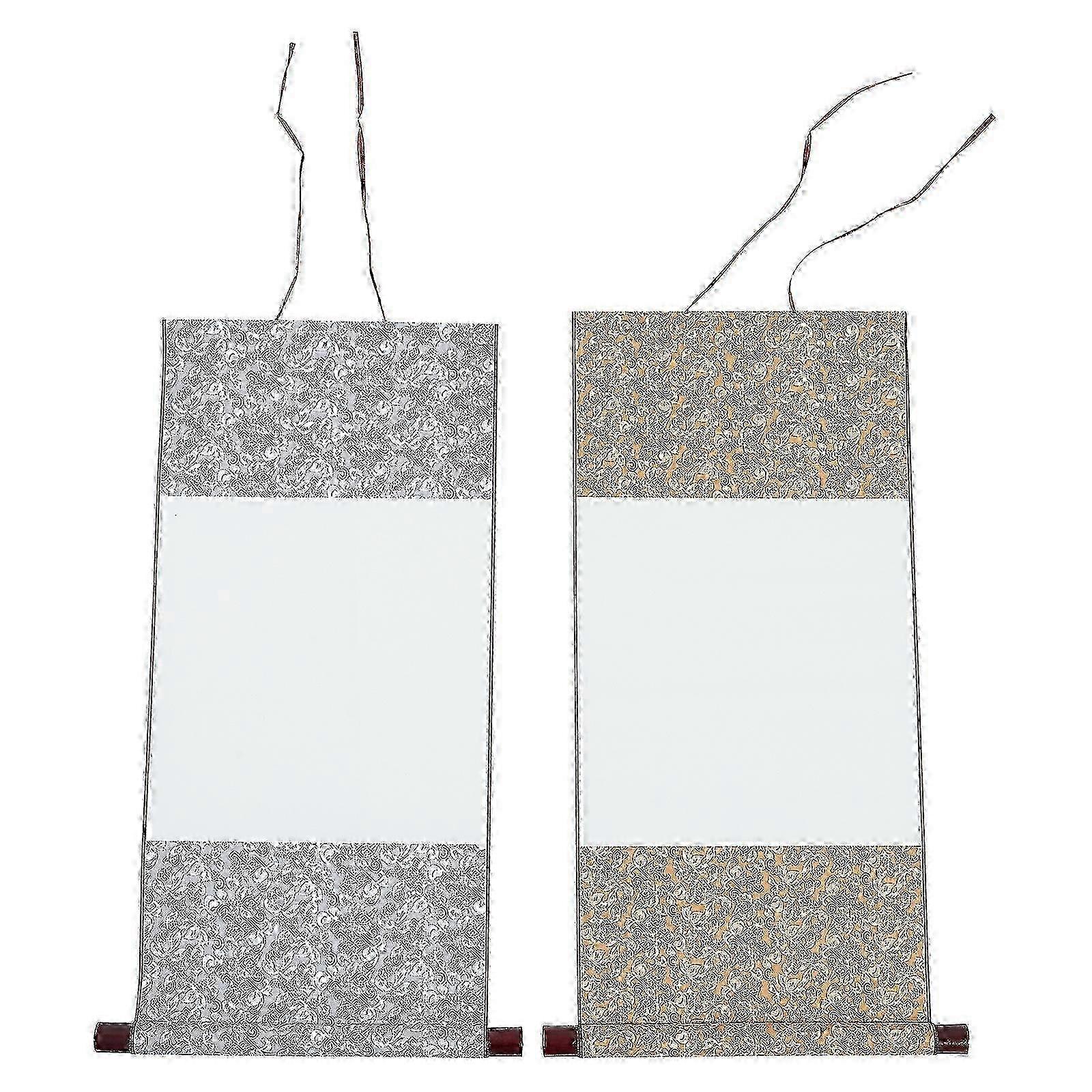 2pcs Calligraphy Blank Scroll Chinese Calligraphy Paper Blank Hanging Drawing Scroll