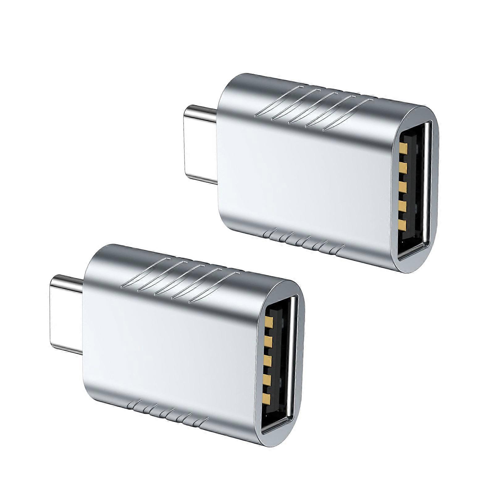 2Pack Compactly USB C To USB Adapter With Durability Aluminum Design For Travel And Daily Use With Wide Compatibility  space silver