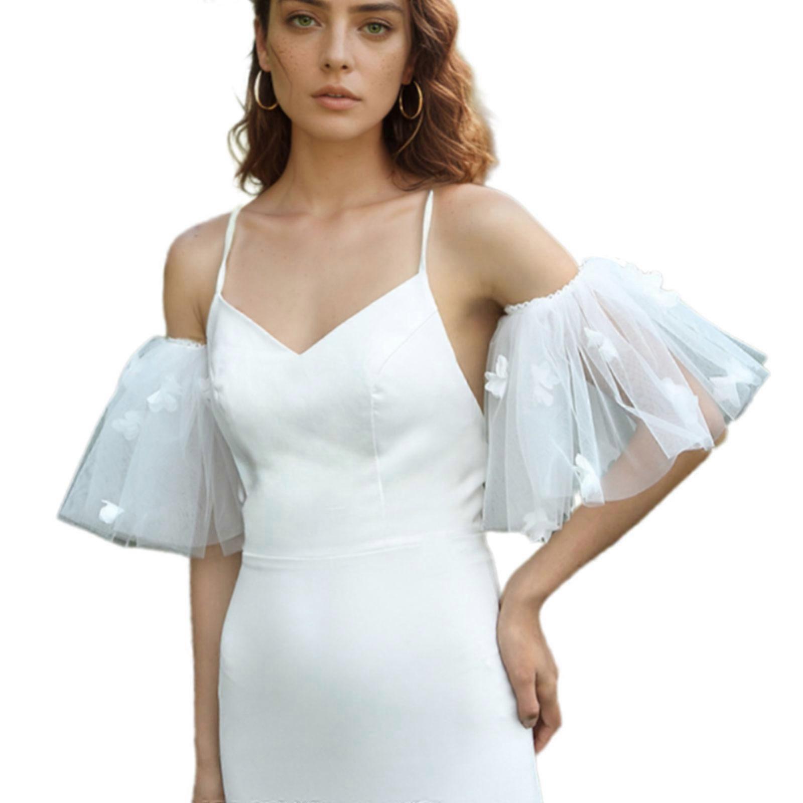 Elegant Cream Mesh Wedding Sleeves With Lace Patterns And Secure Elastic For Bridal Wear Special Occasion Multicolor