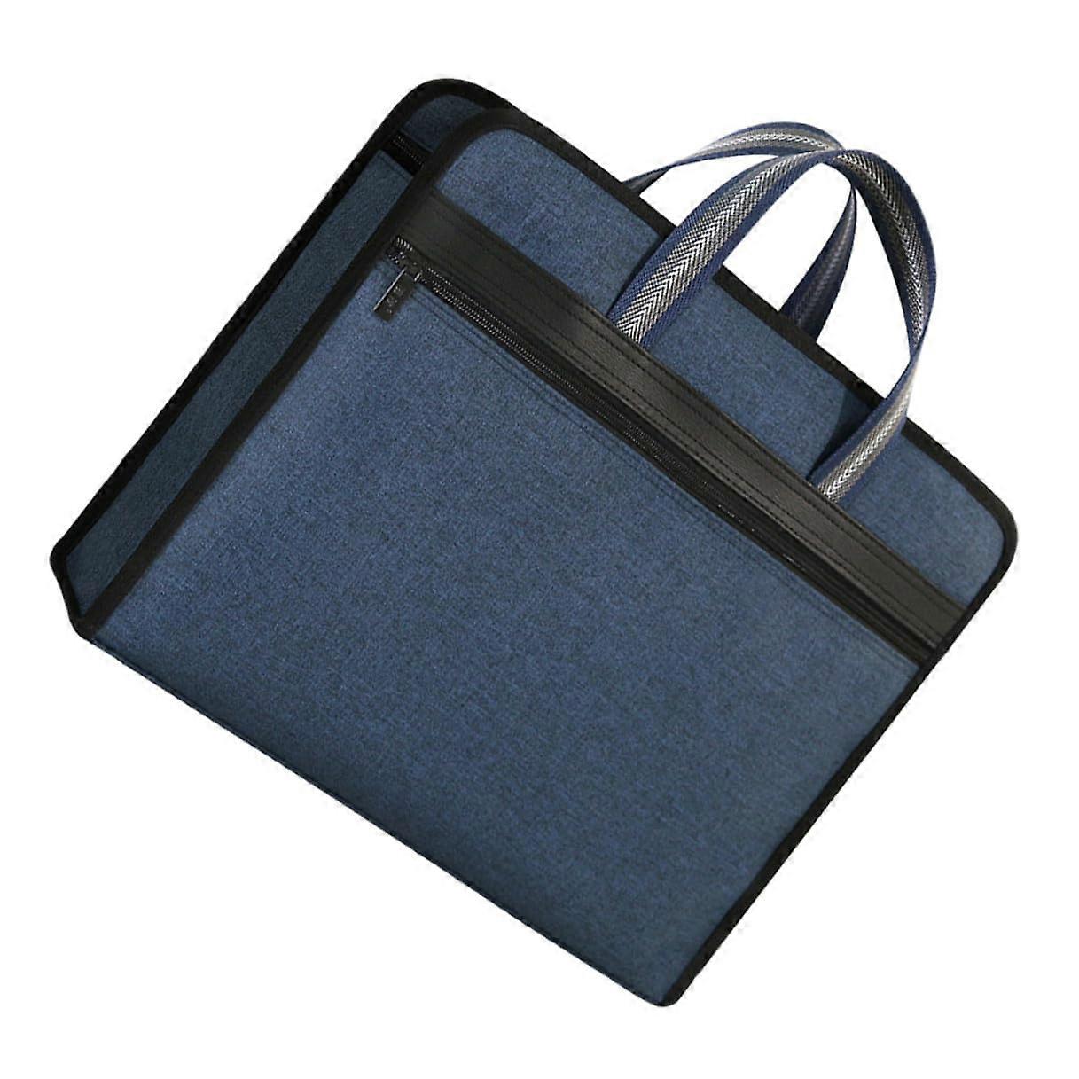 Canvas Document Organizer with Zipper Closure, MultiCompartment File Folder Bag for Office and Business Travel