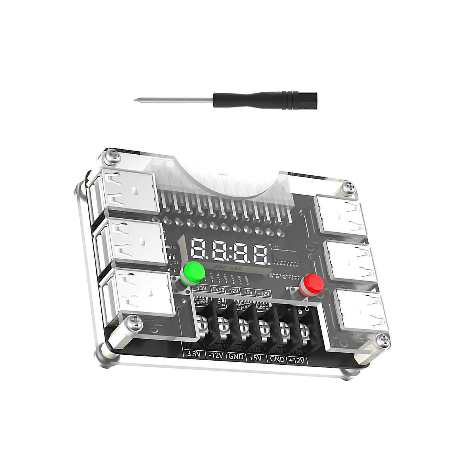 12 Port USB 24Pin Power Supply Breakouts Board Adapter 3.30V 5V 12V Output LED Display Power Module for Computer Multicolor