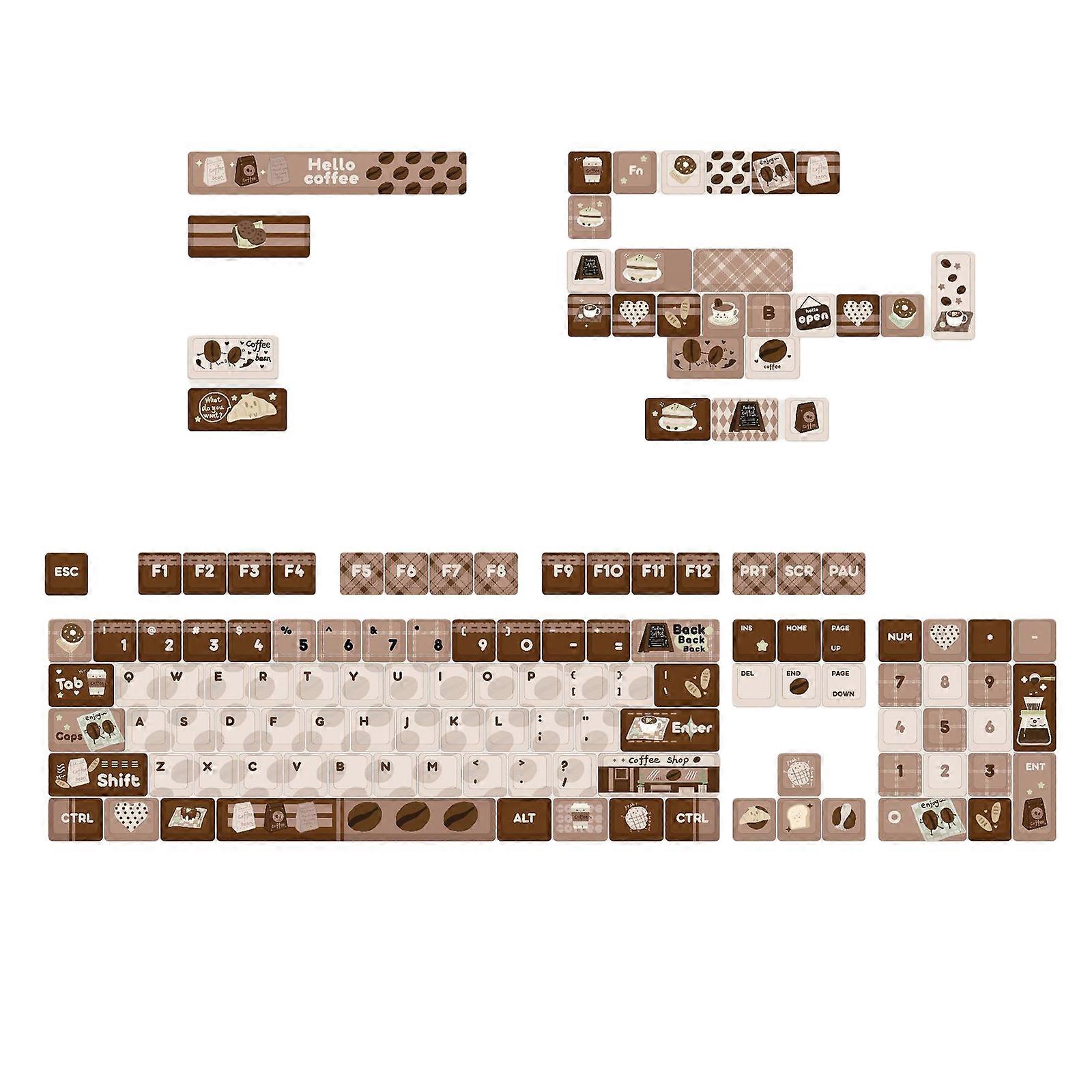 Mechanical Keyboard Keycaps 131 Keys Thick PBT MOA Height Coffee Beans Theme Customization Keycap Set Multicolor