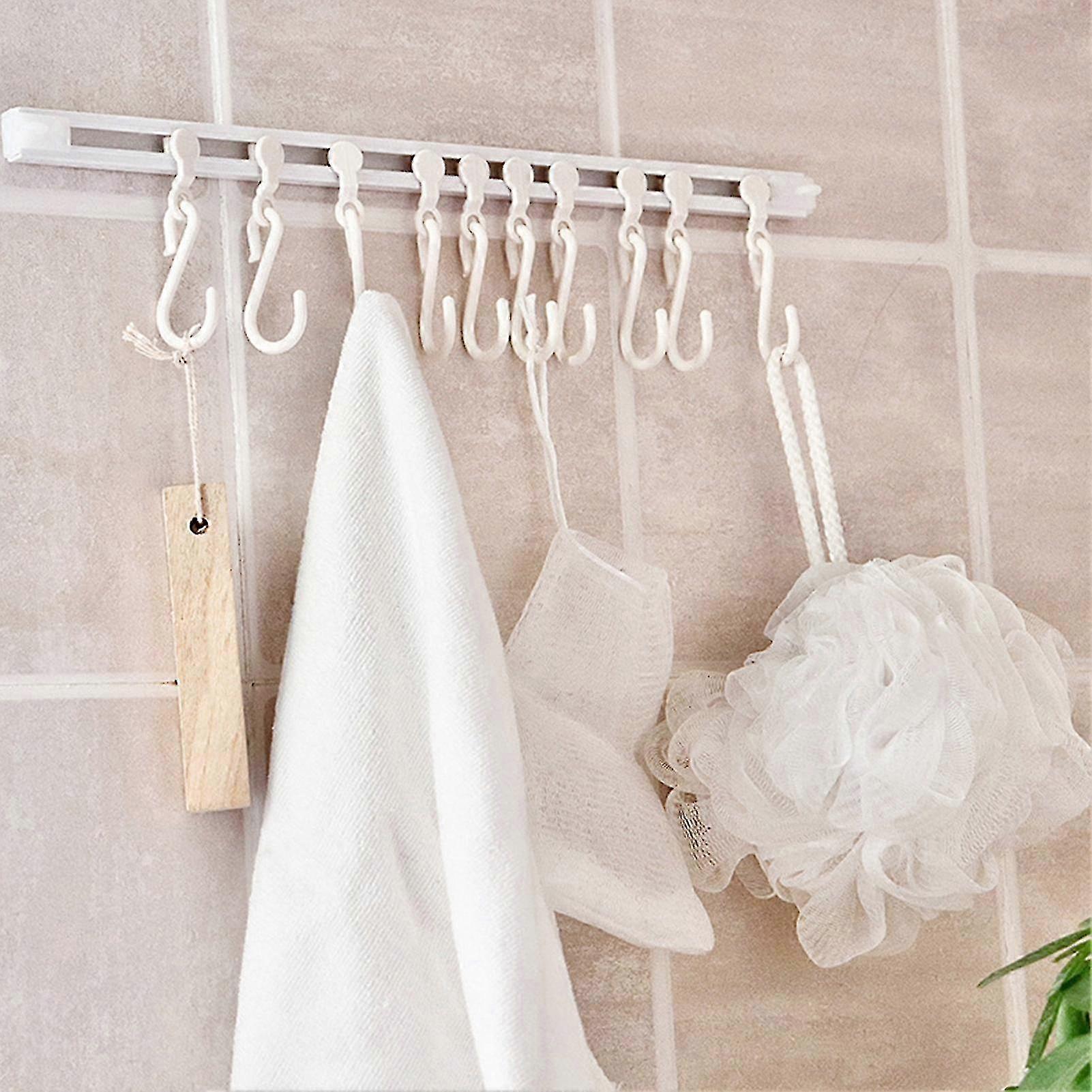 f Kitchen Rail with Removable Hooks, 30.5cm White Plastic Hanger