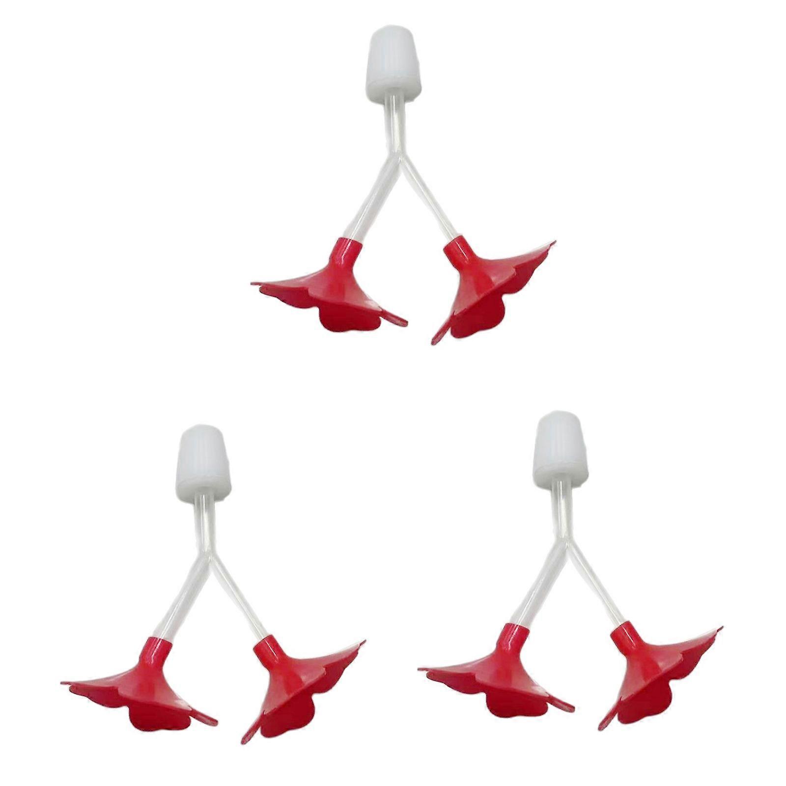 Pakke med 3 Y-formede kolibrifoderautomater, plastikblomsterfoderautomat, udløb til udendørs have, fuglevanding, tiltrækker vilde fugle, flerfarvet