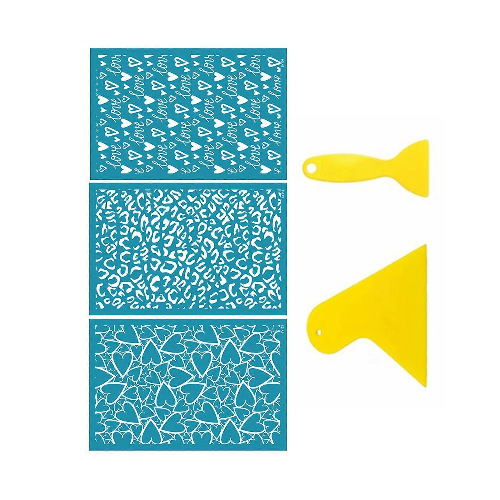 Silk Screen Stencils Template for Clay Reusable Silkscreen Print with Scraper Printing on Clay Jewelry Earrings Heart Multicolor