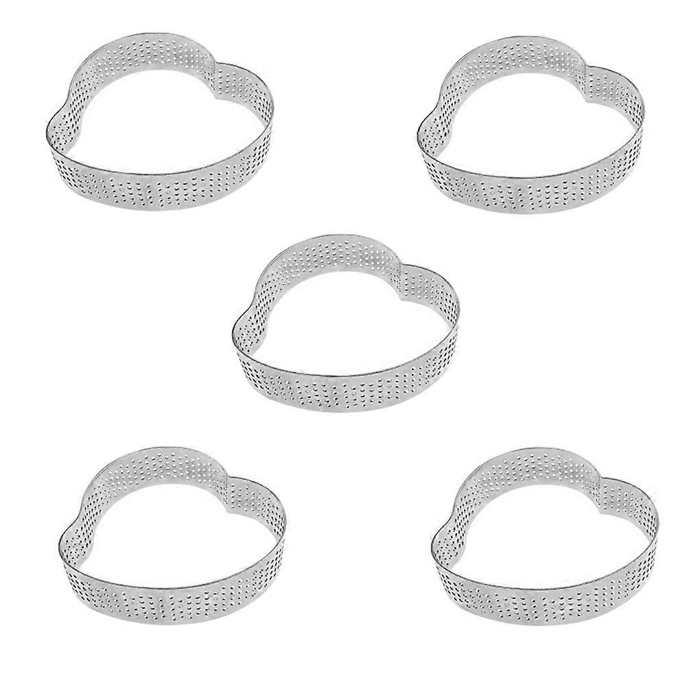 5 Pack Heart Tart Ring,Perforated Baking Ring,Pastry Ring