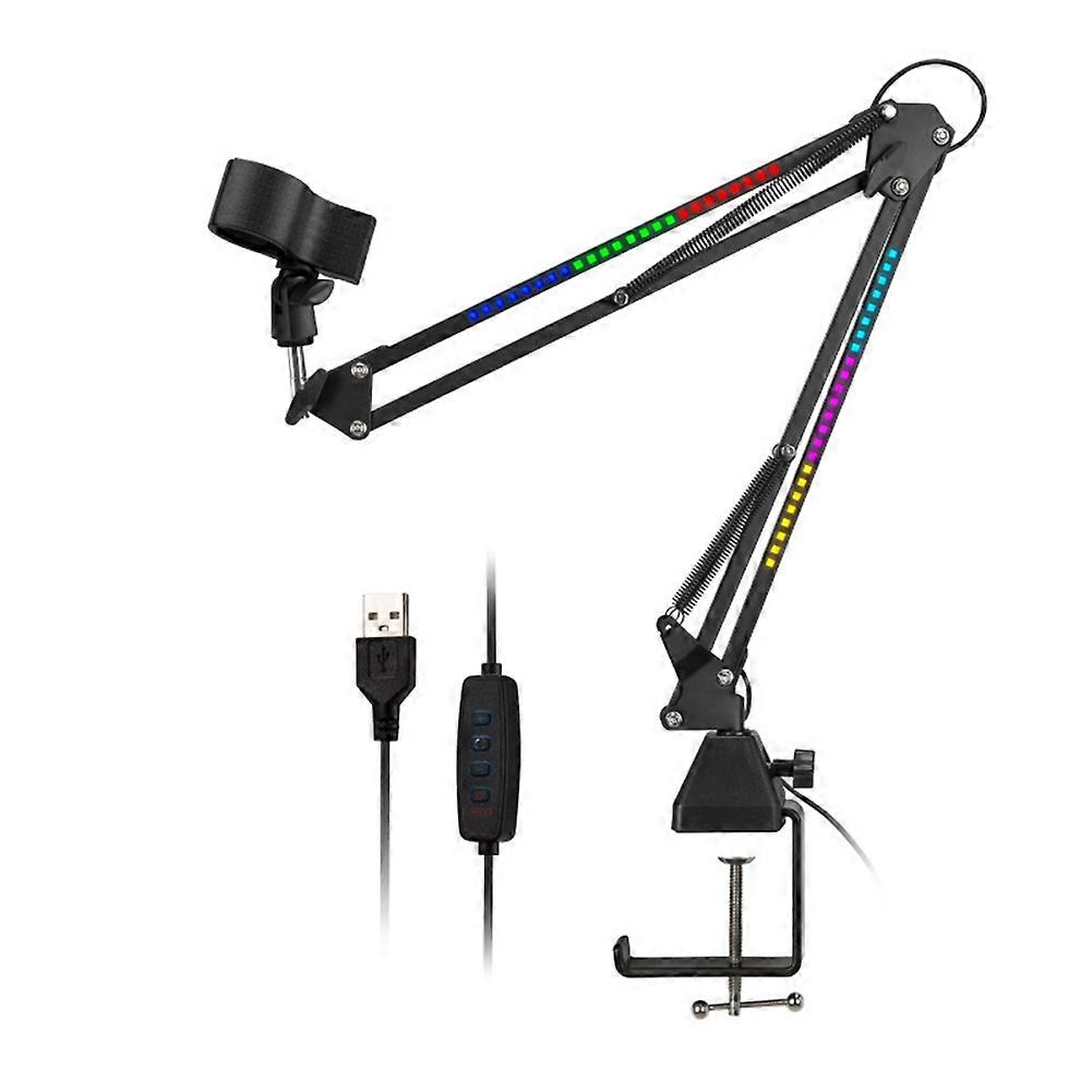 Microphone Bracket RGB Microphone Arm Stand with RGB Light Rotatable Suspension Boom Scissor Stand Big Base