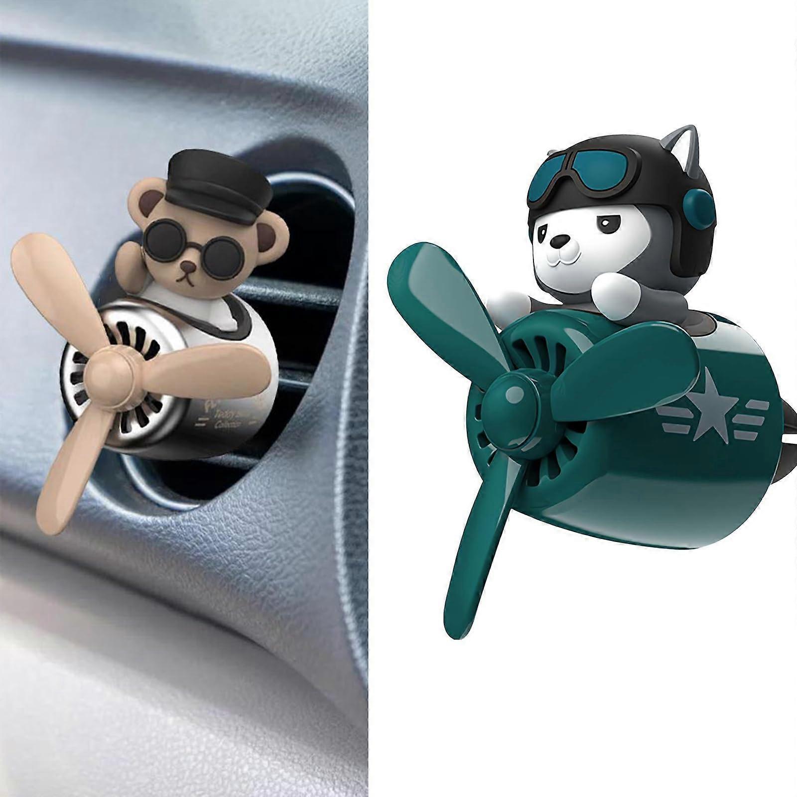 Car Air Freshener Vent Clip with Rotating Propeller Cartoon Pilot Design for Vehicle Aromatherapy (Style3)