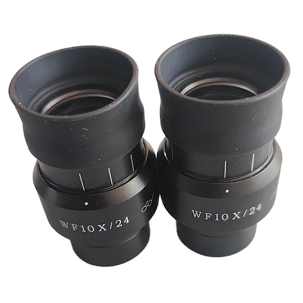 2PCS WF10X-24mm WF10X/24MM Wide Field Eyepiece for Binocular Trinocular Stereo Microscope 30MM Installation Interface