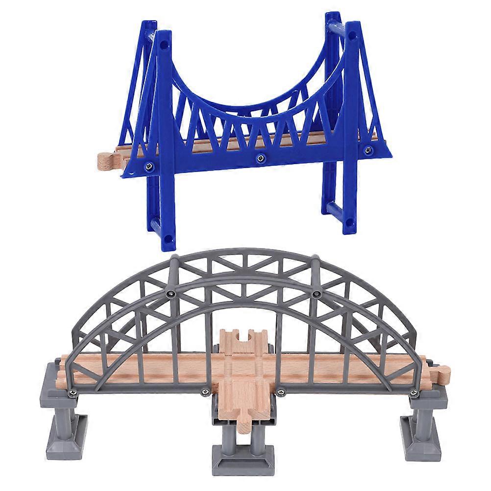 Simulation Train Bridge for Decor 2Pcs DIY Wooden Suspension Bridge Set