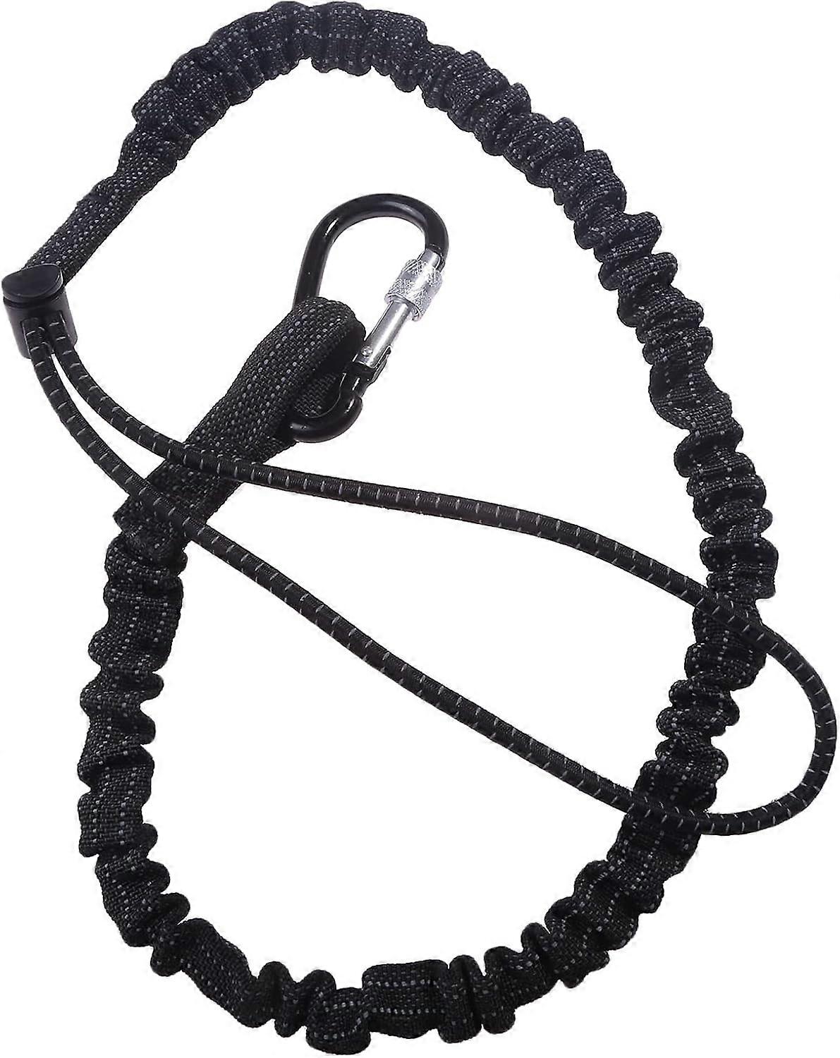 Safety Tool Leash,Retractable Bungee Cord with Lock Carabiner and Adjustable Loop End, Black Black
