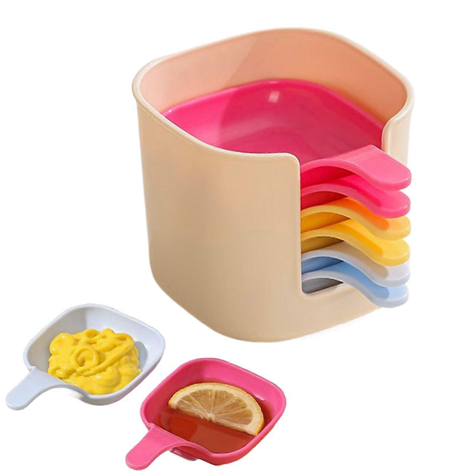 Small Dipping Bowls Ramekins Set with Stand, Stackable Ceramic Sauce Cups for Kitchen and Parties