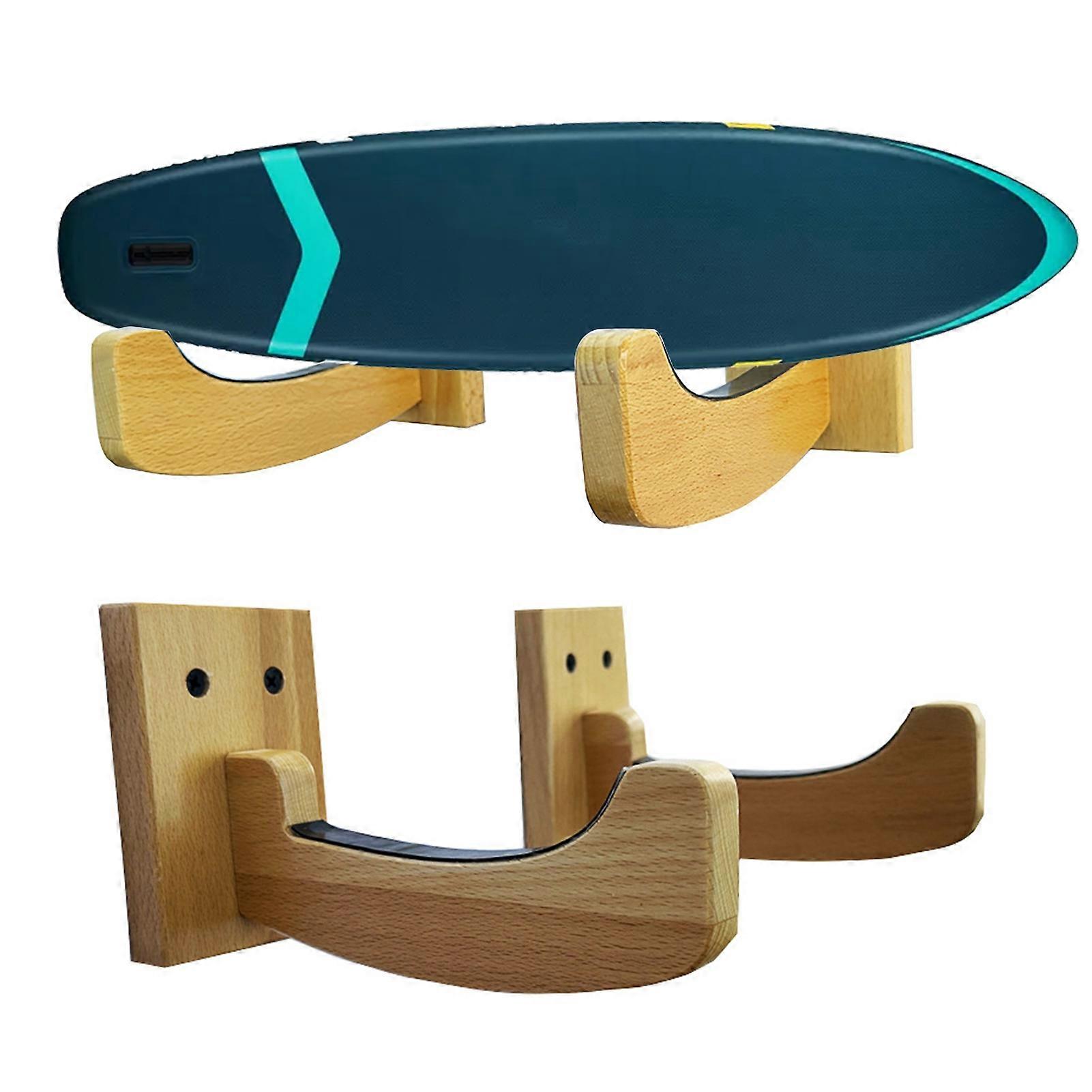 Efficient Wall Rack for Surfboards, Snowboards & Skateboards - Beech Wood