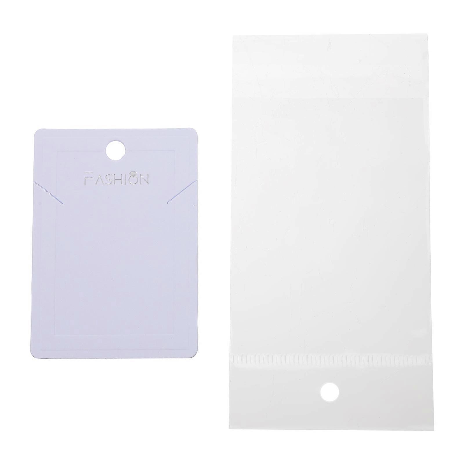 Paperboard Necklace Display Cards for Display 100Pcs White Rectangle Tags