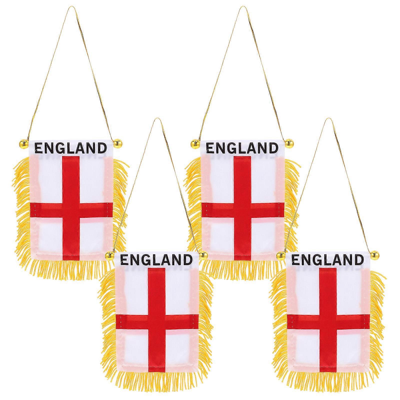 Car Hanging Flags England Mini Banners for Rearview Mirror 4Pcs Set
