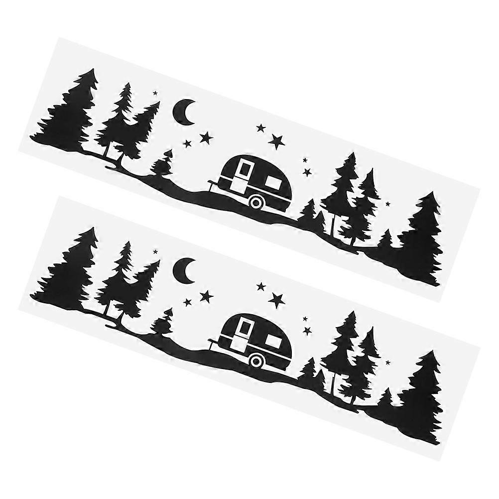 Car Decals Moon Tree Forest Style for Vehicle Door Side 2Pcs
