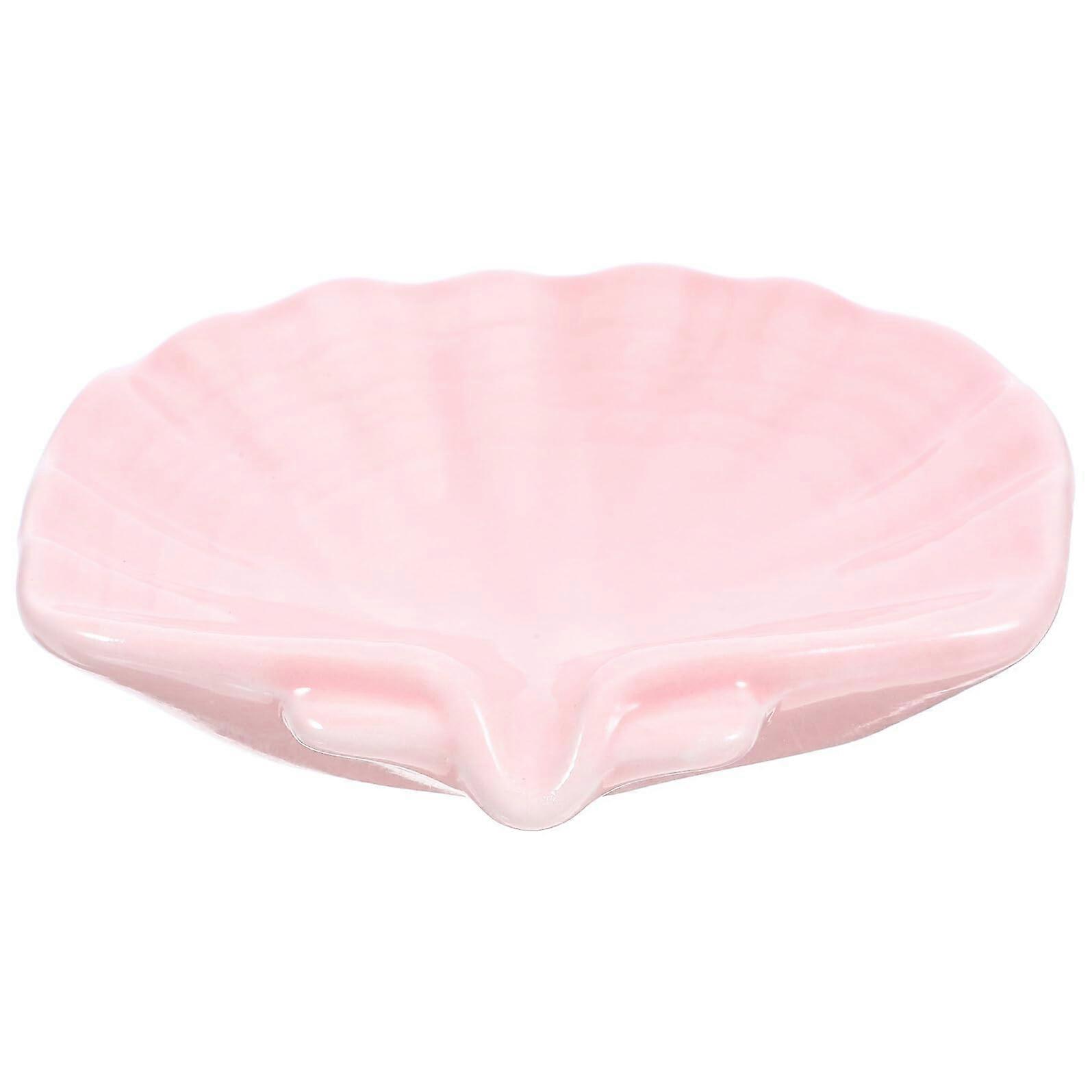 Ceramic Shell Soap Dish with SelfDraining Design for Bathroom and Kitchen Countertops