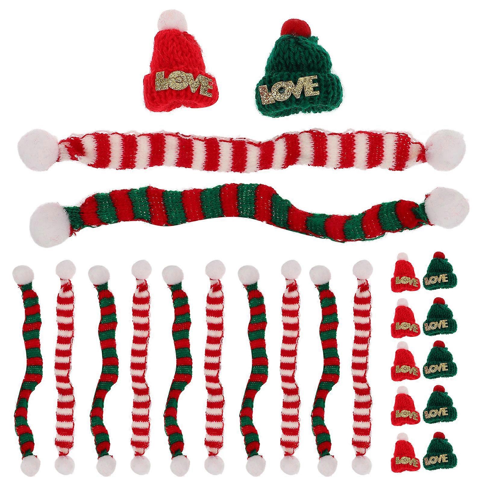 Mini Christmas Hats and Scarves for Doll Craft Projects 1Set