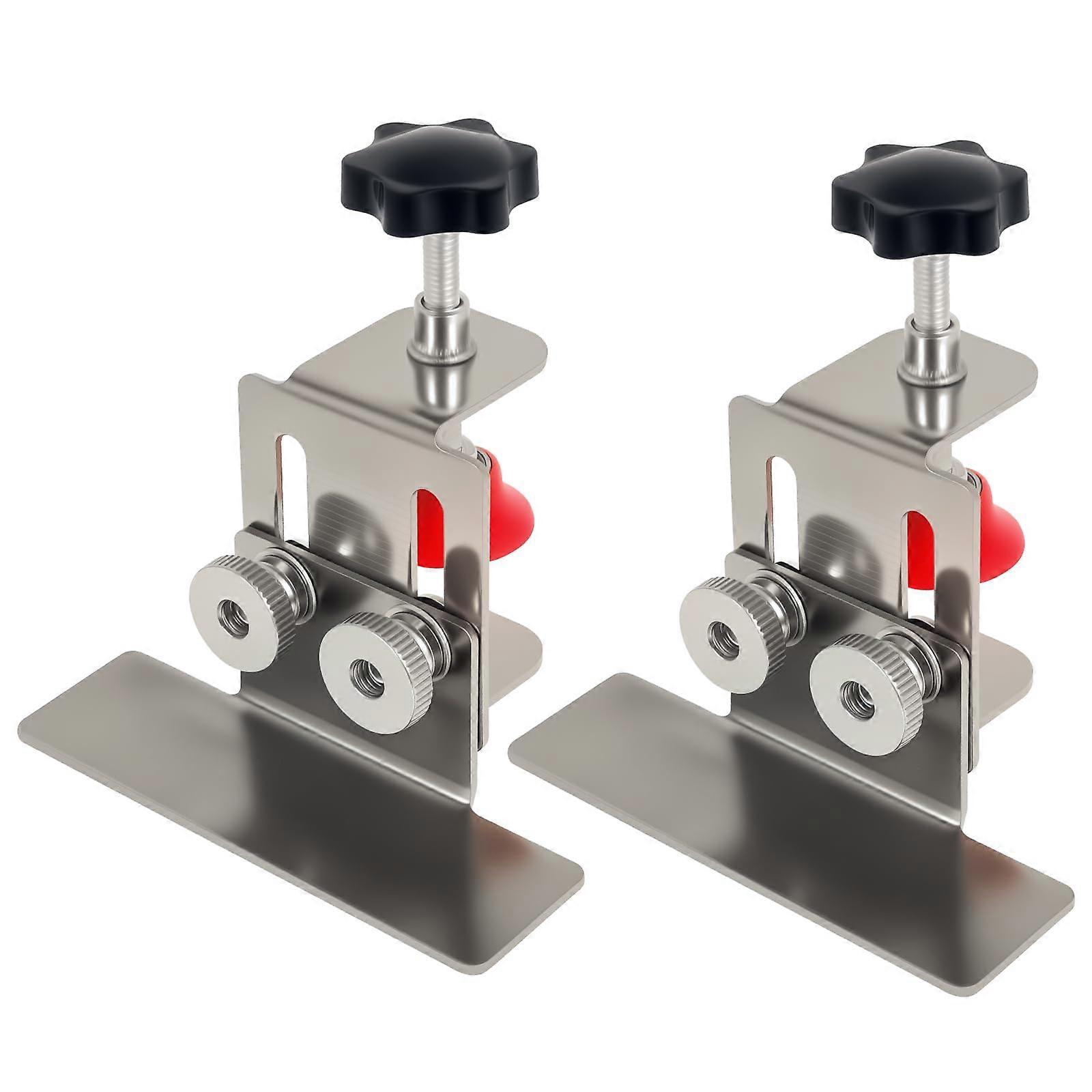 Cabinet Door Installation Jig with Adjustable Clamp, Stainless Steel Quick Alignment Tool, 2 Pcs