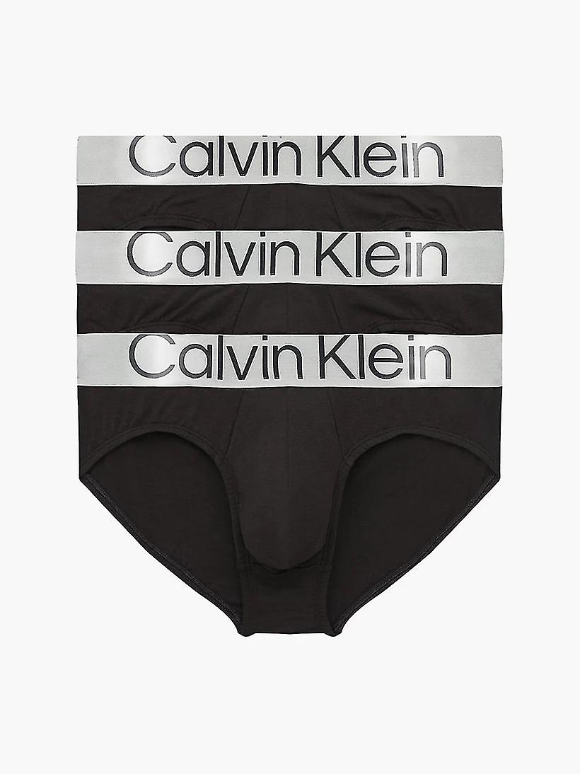 Calvin Klein Confezione da 3 slip in cotone acciaio, nero