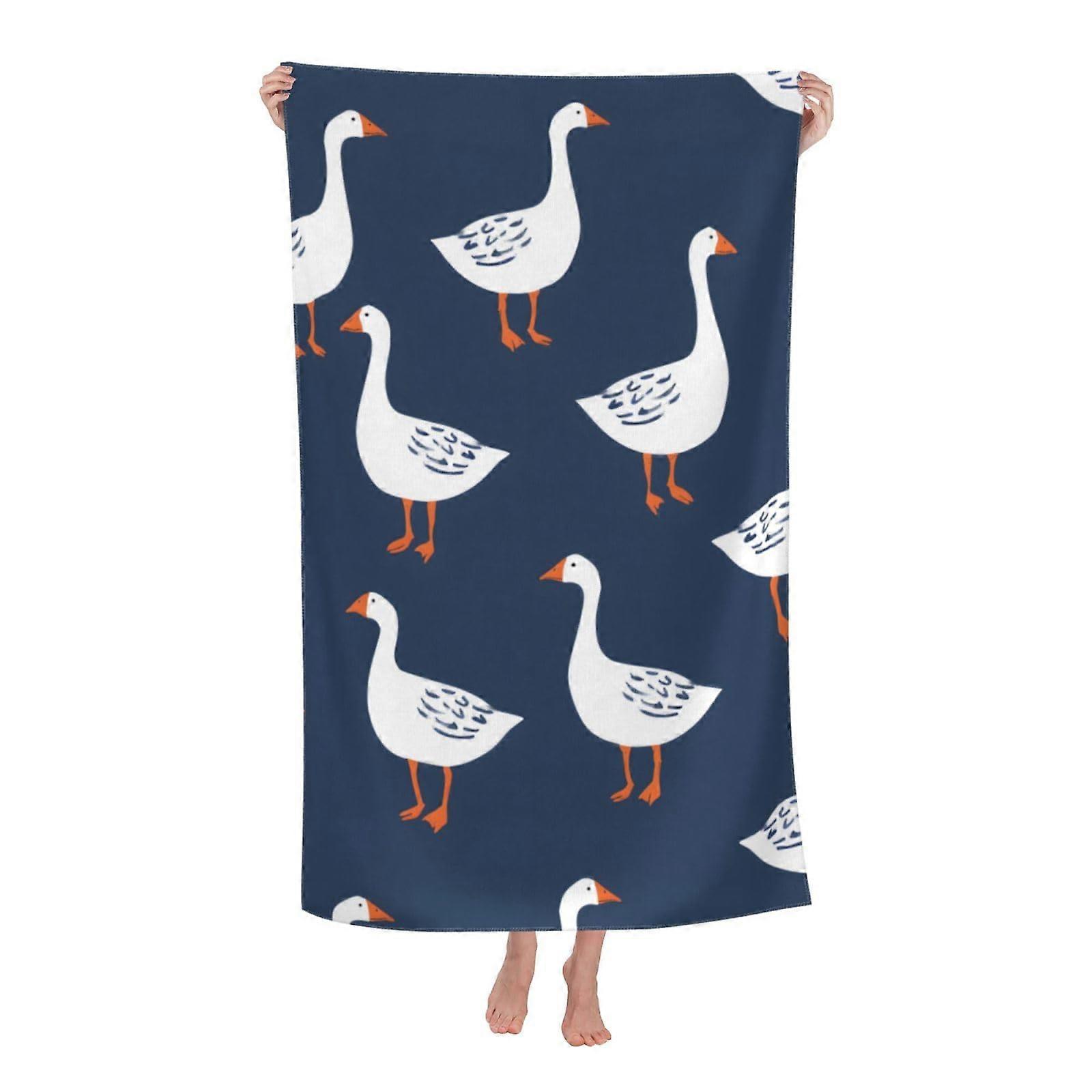 Beach Towel Goose Pattern Quick Dry Absorbent Lightweight Microfiber Travel Pool 52x32 Color 24
