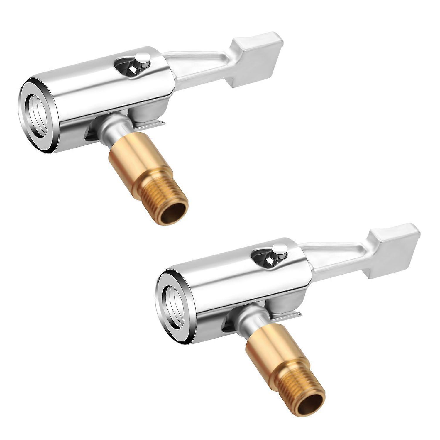 2pcs Tire Air Chuck with Clip Adapter, Brass Locking Nozzle for Hands Quick Tire Inflation