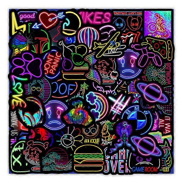 50pcs Neon Stickers multicolor
