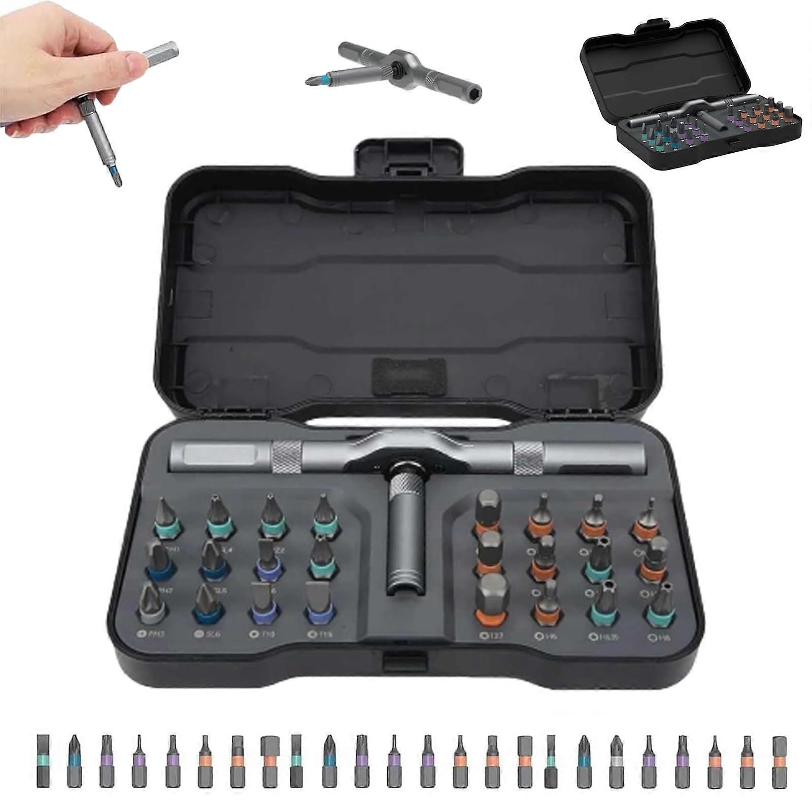 24 in 1 Ratchet Screwdriver Set with Magnetic Bits and Extended Handle for DIY and Home