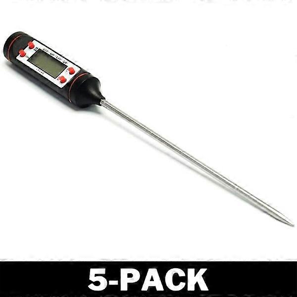Digital Meat Thermometer / Baking Thermometer LCD Display Black 5-Pack