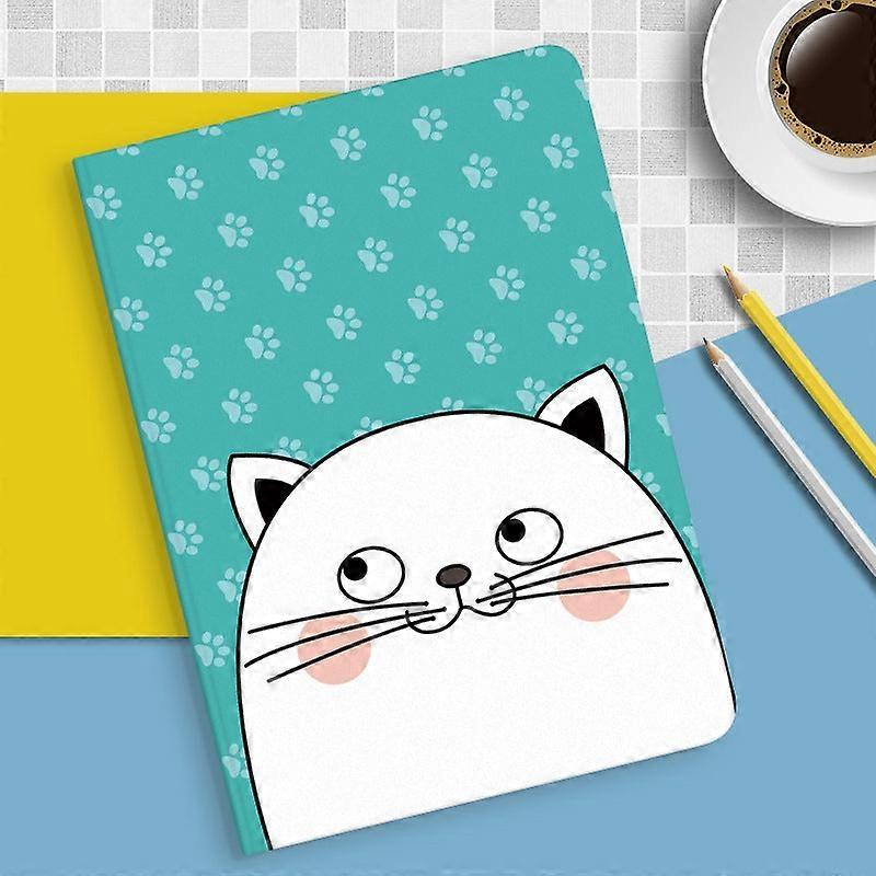 Capa elegante para iPad 2022 de 10 polegadas com desenho de gato branco em silicone.