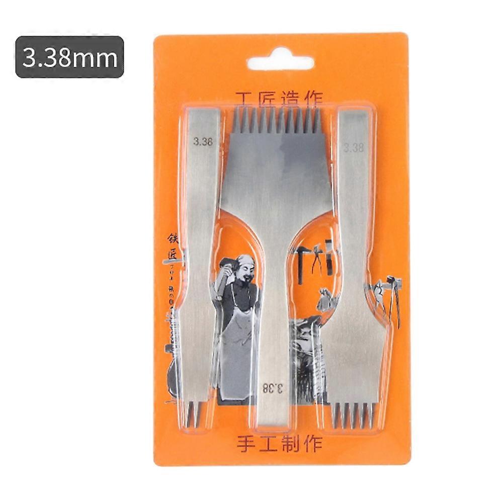 3Pcs DIY Leather Pricking Punch Tool Set 2/5/10 Tooth Tool Steel Chisel