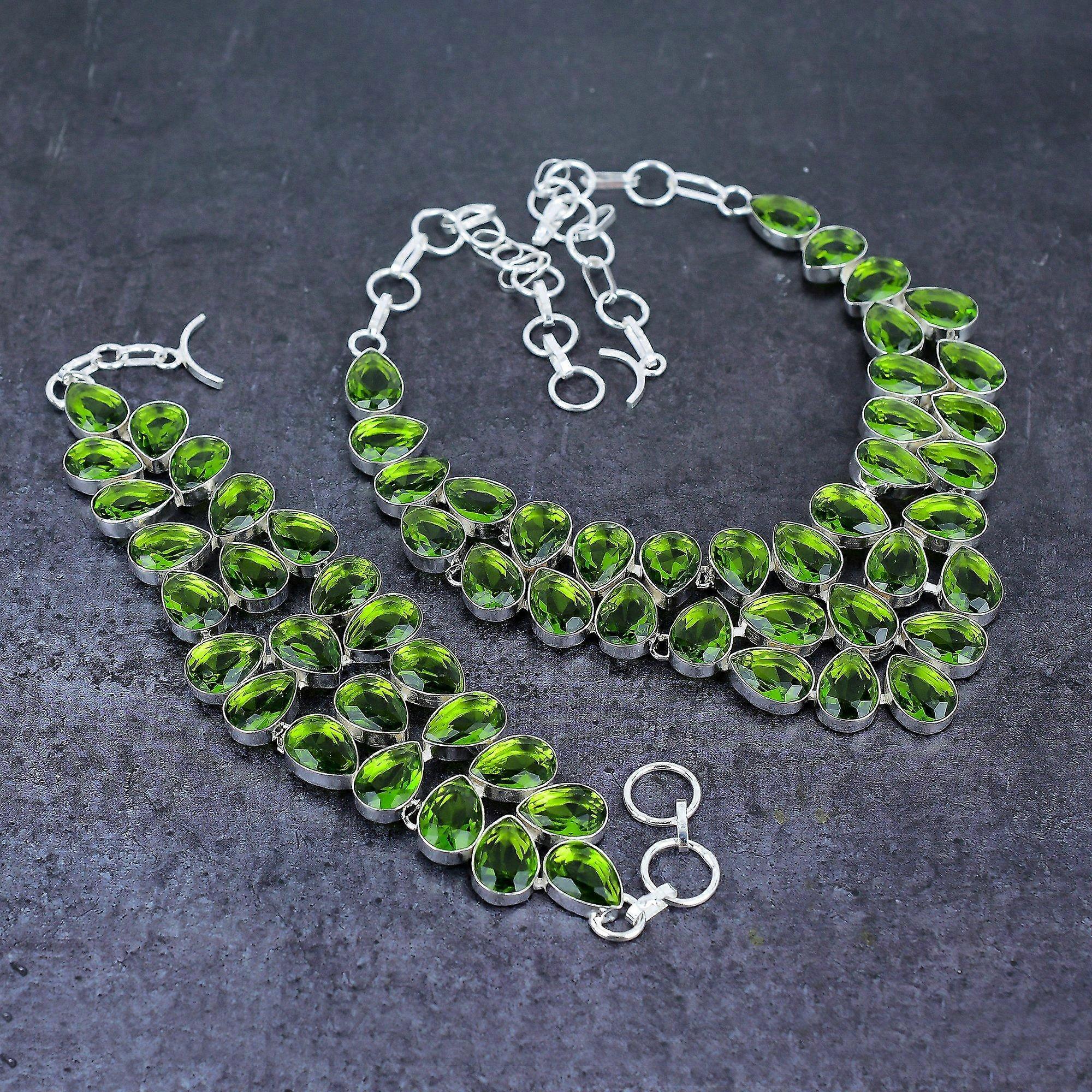 Peridot Gemstone 925 Sterling Silver Jewelry Set