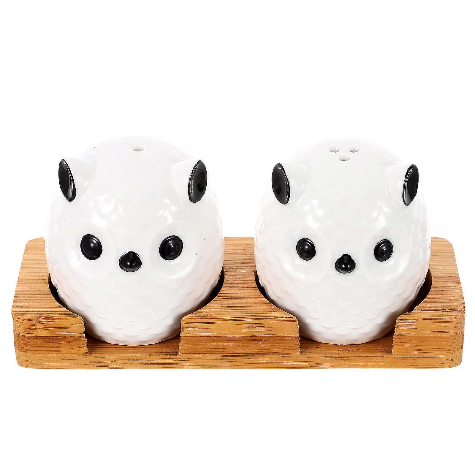 Ceramic Salt and Pepper Shaker Set with Owl Design for Kitchen Use 2Pcs