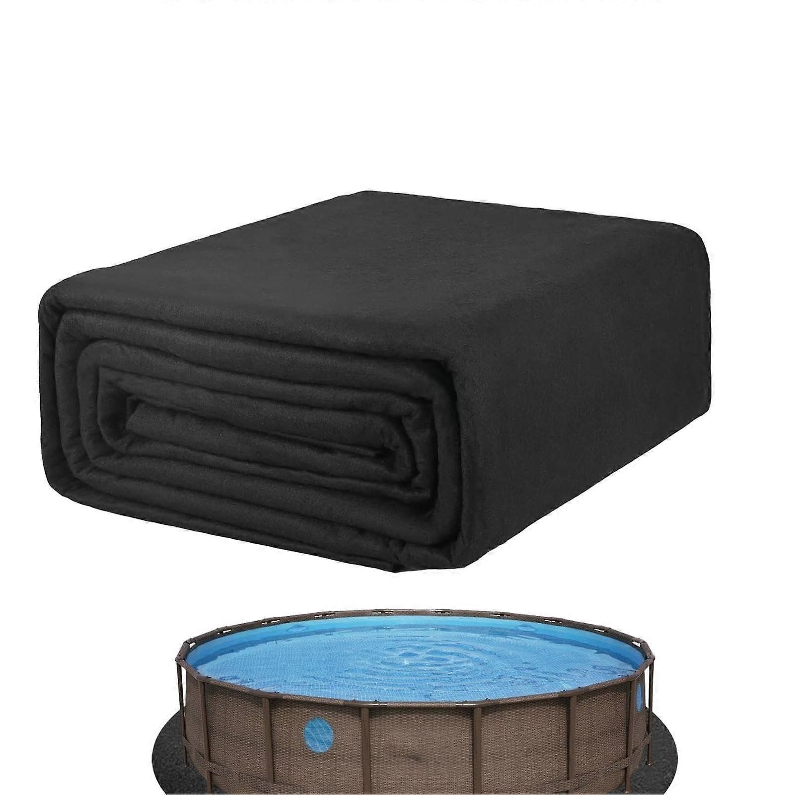 Pool Liner Pad for Round Above Ground Pool, Puncture Resistant Floor Padding with Debris Shield, Black