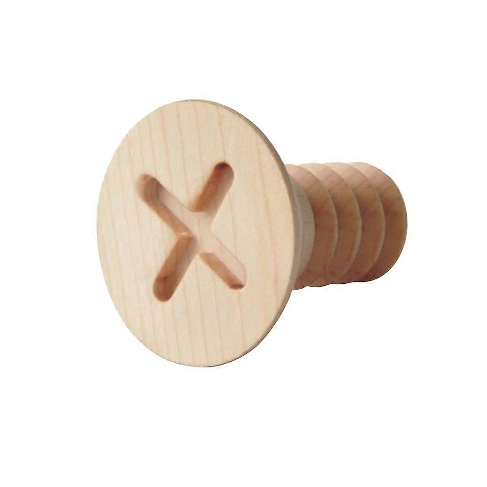 Beige Solid Wood Wall Mounted Hook Unique Home Accessory 1Set Screw Hook Button For Wall Decoration