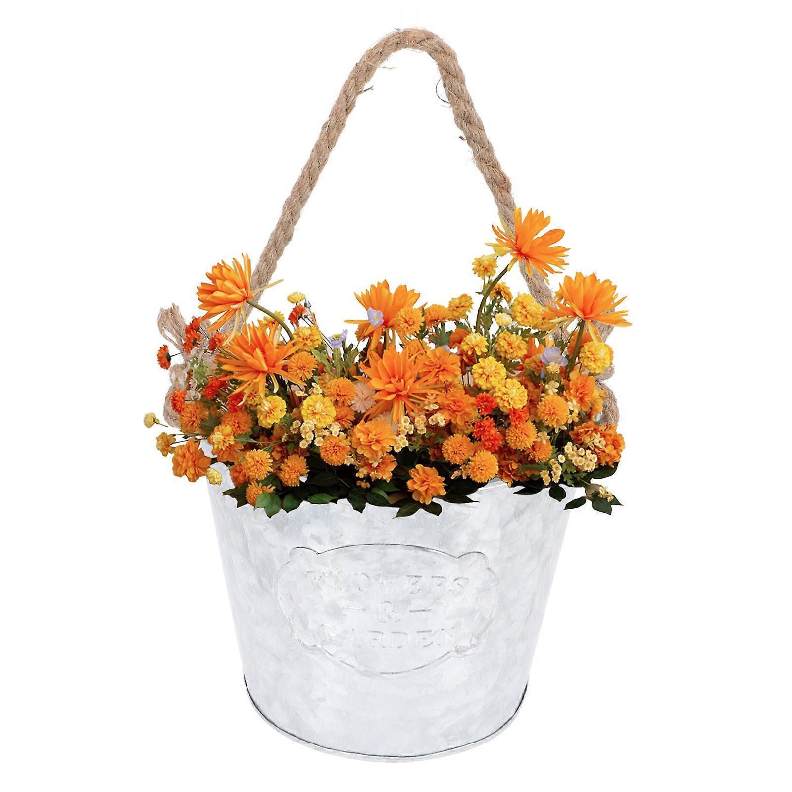 Silver Wall Hanging Flowerpot for Storage Use Iron Material Hanging Pot
