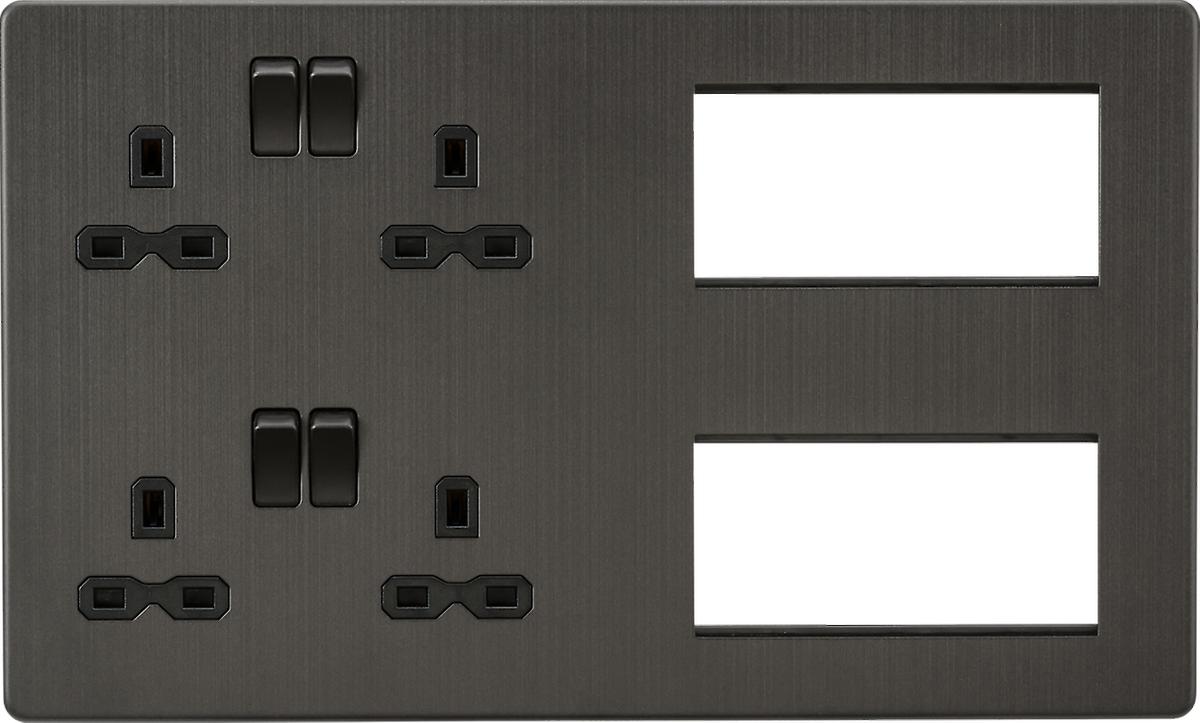 Screwless Combination Plate - Smoked Bronze 230V IP20