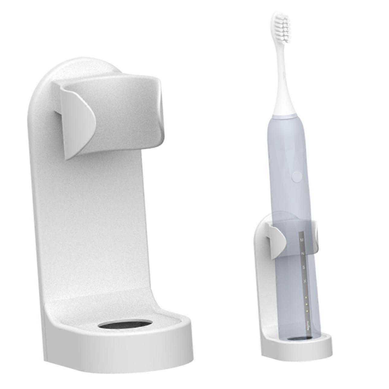 2Pcs No Drill Electric Toothbrush Holder Wall Mounted Rack for Bathroom Easy Install White