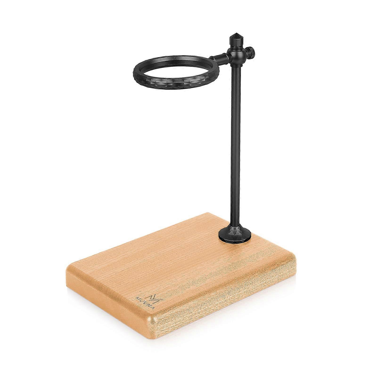 Pour Over Coffee Stand with Adjustable Height and 360 Swivel Arm, Solid Walnut Base, Black